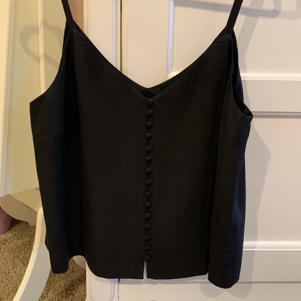 Madewell Black Tank Top with Button Detail